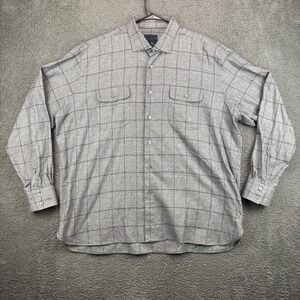 Calder Carmel Mens XXLarge Gray Plaid Button‎ Down Long Sleeve Cotton Shirt